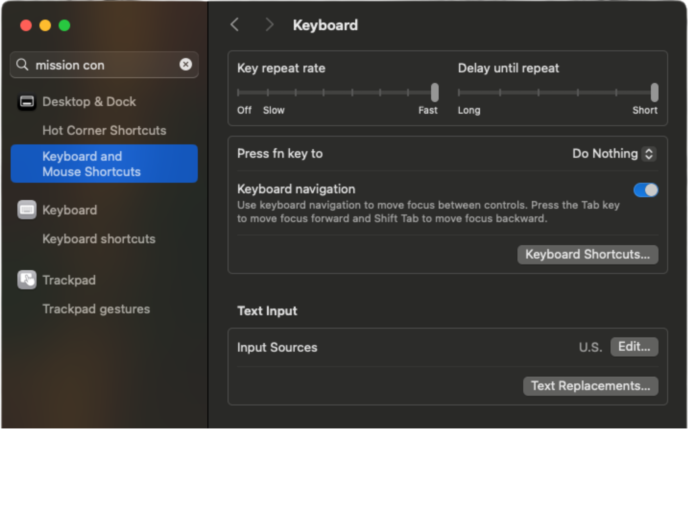 system settings
